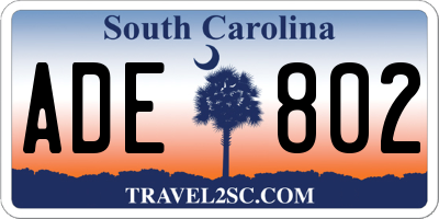 SC license plate ADE802
