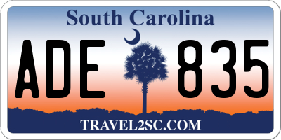 SC license plate ADE835