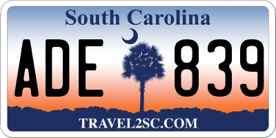 SC license plate ADE839