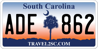 SC license plate ADE862