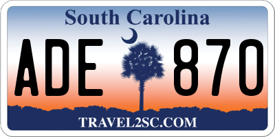 SC license plate ADE870