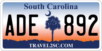 SC license plate ADE892