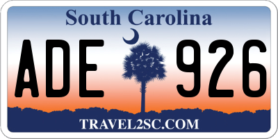 SC license plate ADE926