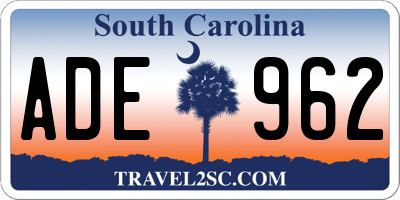 SC license plate ADE962