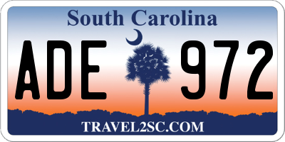 SC license plate ADE972