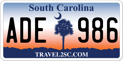 SC license plate ADE986