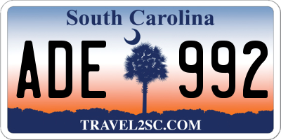 SC license plate ADE992