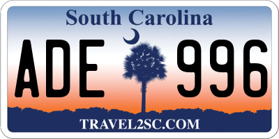 SC license plate ADE996
