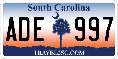 SC license plate ADE997