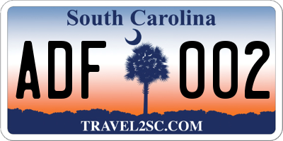 SC license plate ADF002