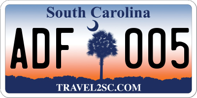 SC license plate ADF005
