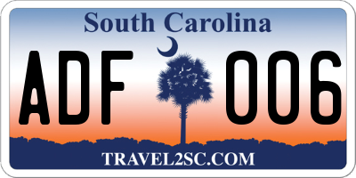 SC license plate ADF006