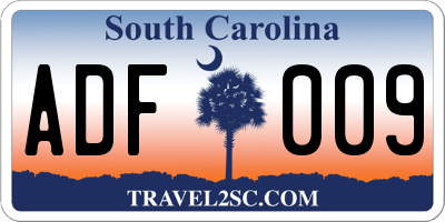 SC license plate ADF009