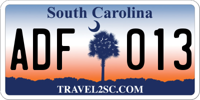 SC license plate ADF013