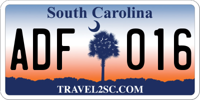 SC license plate ADF016