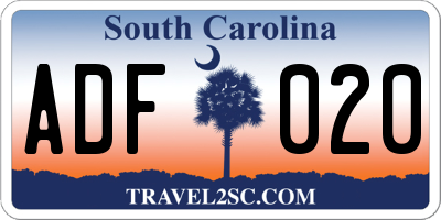 SC license plate ADF020