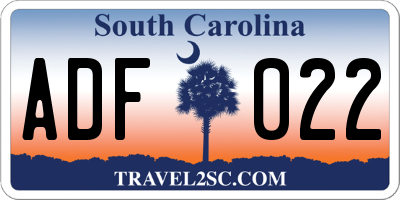 SC license plate ADF022