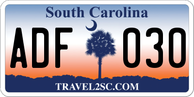SC license plate ADF030