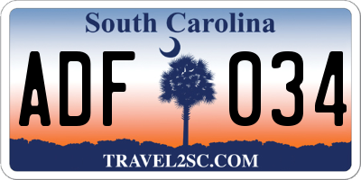 SC license plate ADF034