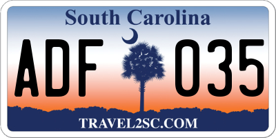 SC license plate ADF035