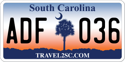 SC license plate ADF036