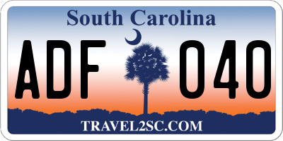 SC license plate ADF040