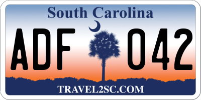 SC license plate ADF042