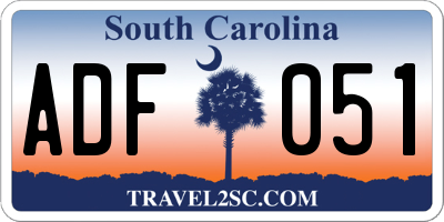 SC license plate ADF051