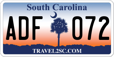 SC license plate ADF072