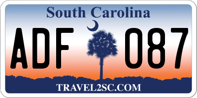 SC license plate ADF087