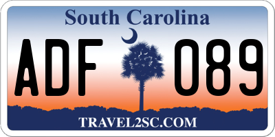 SC license plate ADF089