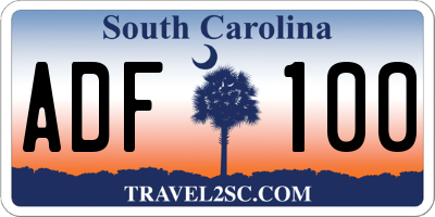 SC license plate ADF100