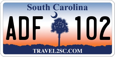 SC license plate ADF102