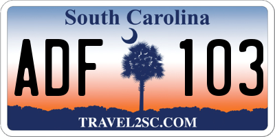 SC license plate ADF103