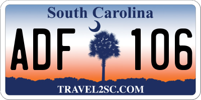 SC license plate ADF106