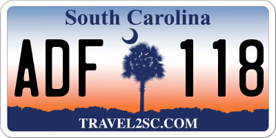 SC license plate ADF118