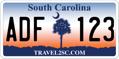 SC license plate ADF123