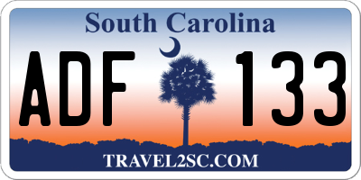 SC license plate ADF133