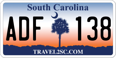 SC license plate ADF138