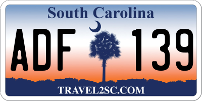 SC license plate ADF139