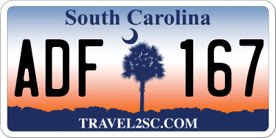 SC license plate ADF167