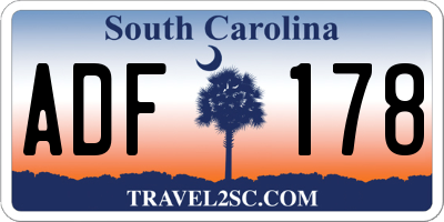 SC license plate ADF178