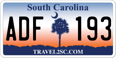 SC license plate ADF193