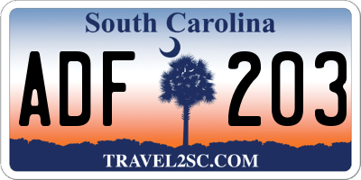 SC license plate ADF203