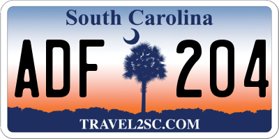 SC license plate ADF204