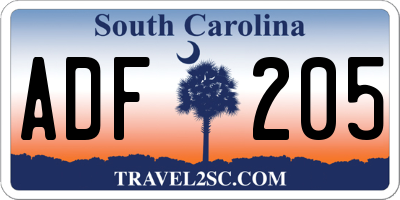 SC license plate ADF205