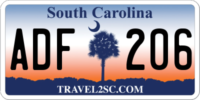 SC license plate ADF206
