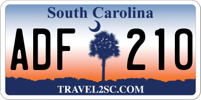 SC license plate ADF210