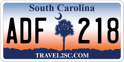 SC license plate ADF218
