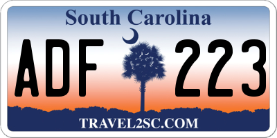 SC license plate ADF223